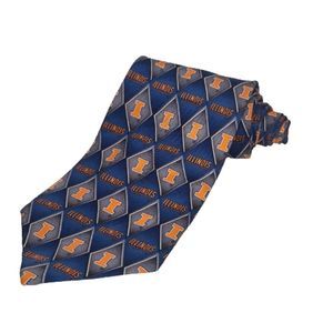 Eagle Neckwear Illinois Blue Orange Sport Logo 100% Silk Tie NWT